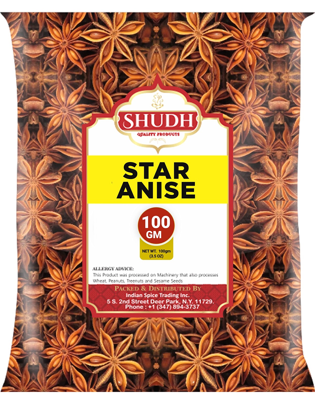 Shudh Star Anise Whole 100 gm(3.5oz), Chinese Anise, Sun Dried 100 g