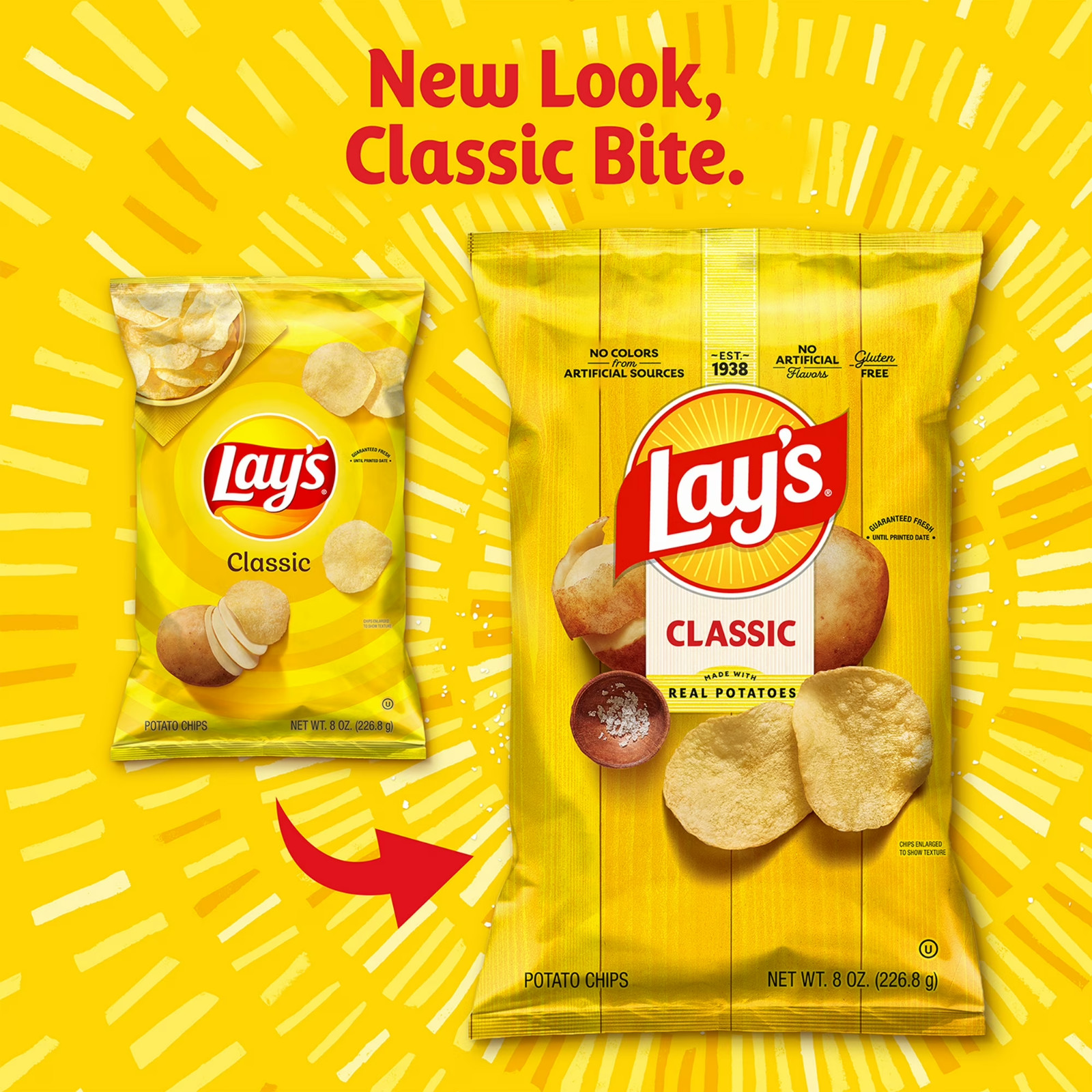 Lay’s Classic Potato Snack Chips, 1 oz Bags, 10 Count Multipack
