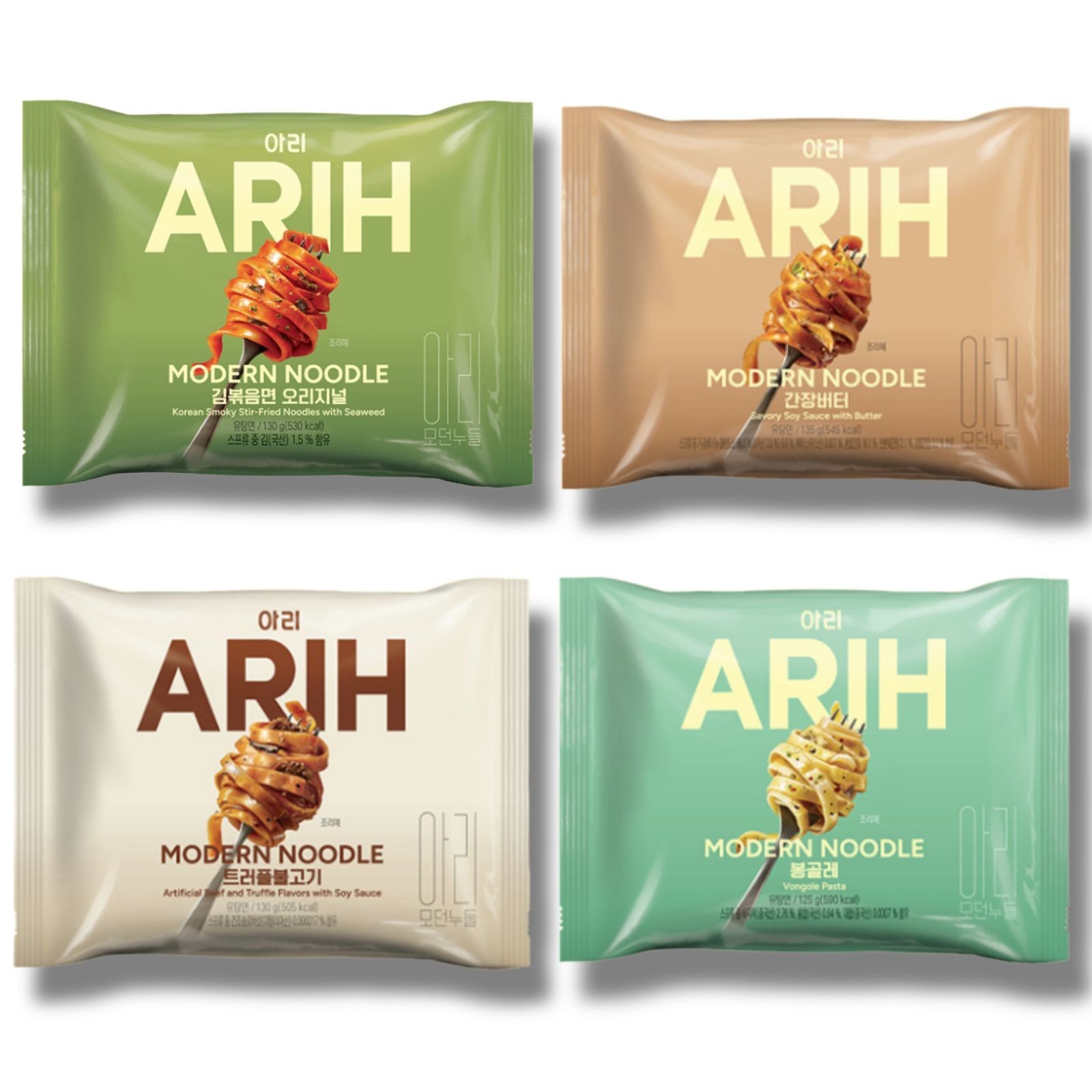 ARIH Modern Noodle Variety Pack 4 Flavors Korean Ramen Instant Pasta Mix Sampler