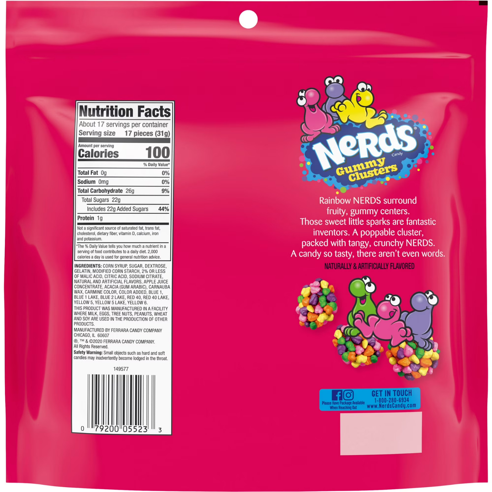 Rainbow Crunchy Gummy Candy Clusters Bite Size Sweet Treat 185 Oz Bag Pack of 3