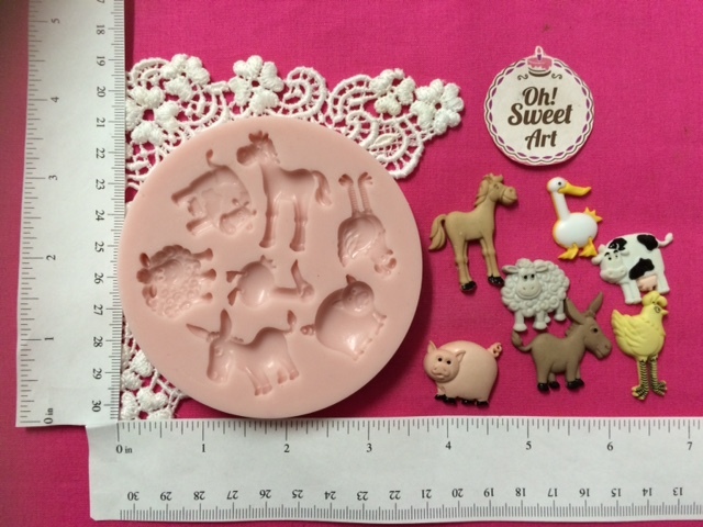 Animals Farm silicone mold fondant cake decorating food soap cupcake topper FDA