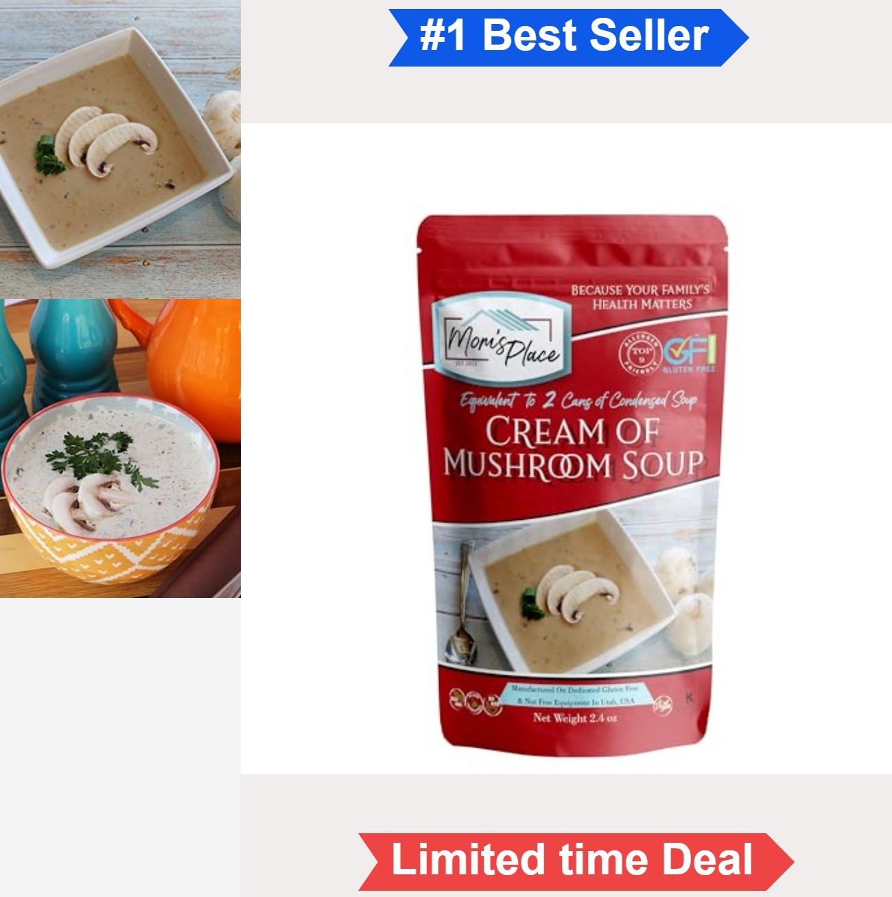Gluten Free Dairy Free Cream of Mushroom Soup Mix Makes 8 Servings Vegan Kosher