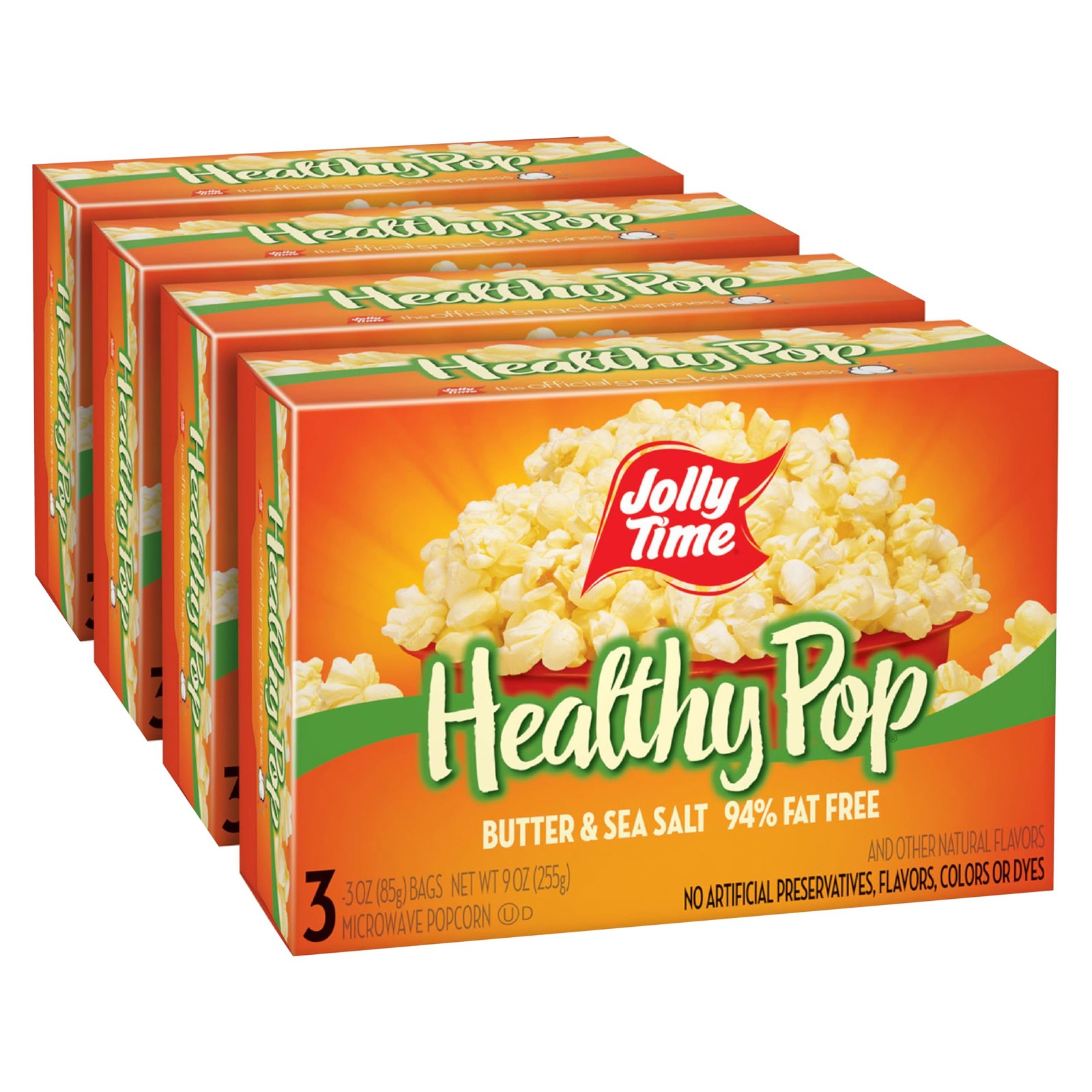 Jolly Time Healthy Pop Buttery Microwave Popcorn Low Fat Gluten Free Pack of 12