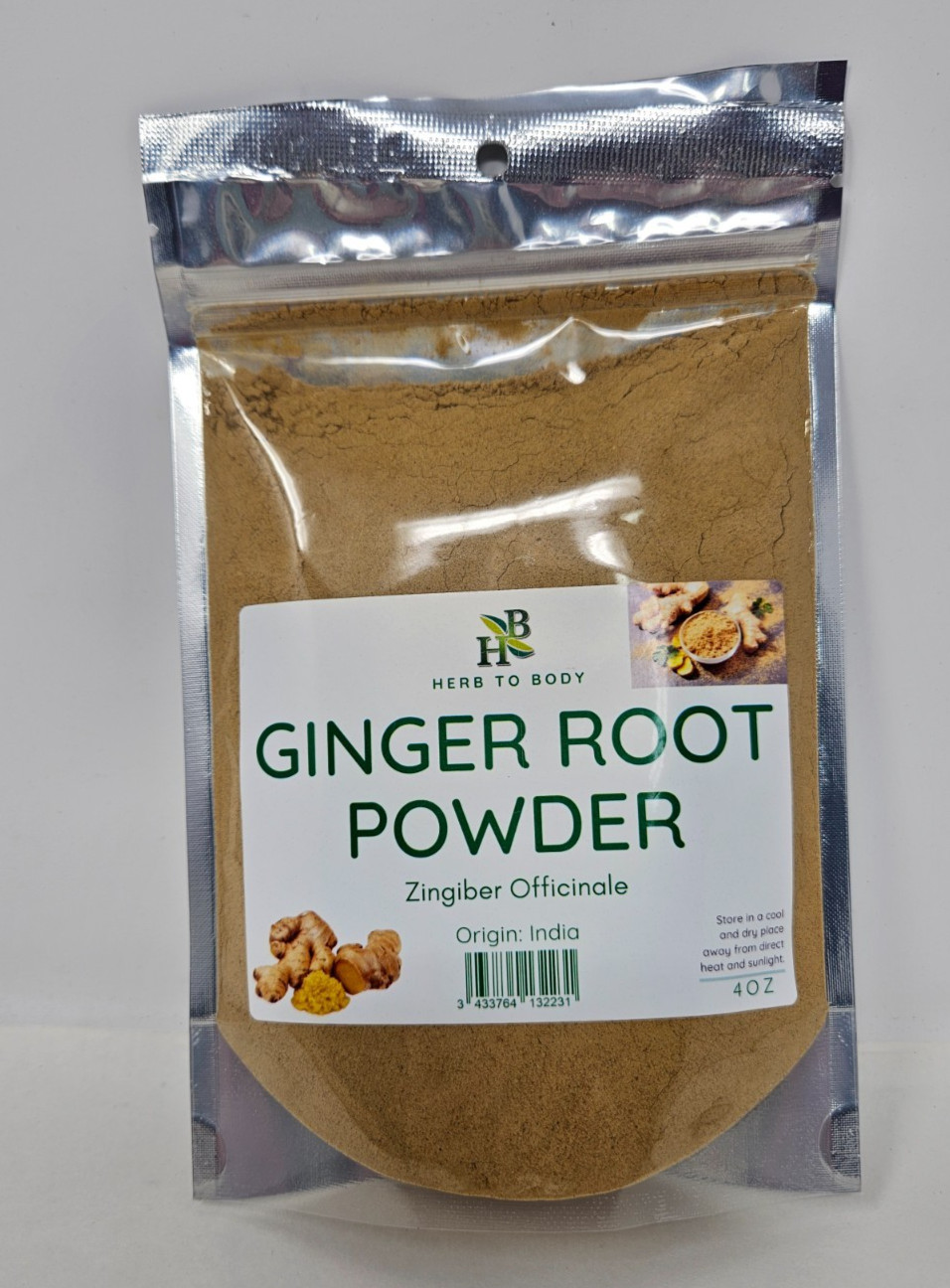 Ginger Root Powder 4 oz Zingiber Officinale Herb to Body Exp Dec2027