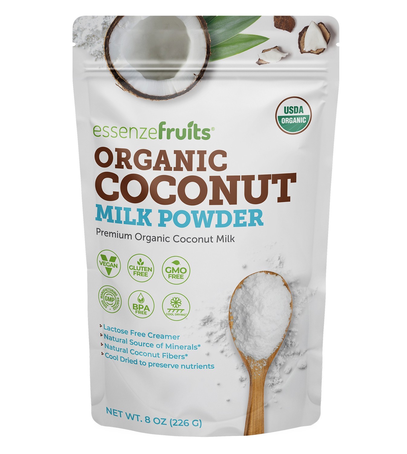 Pure Organic Coconut Milk Powder – 8 oz – 226g No Sugar Added, Maltodextrin Free