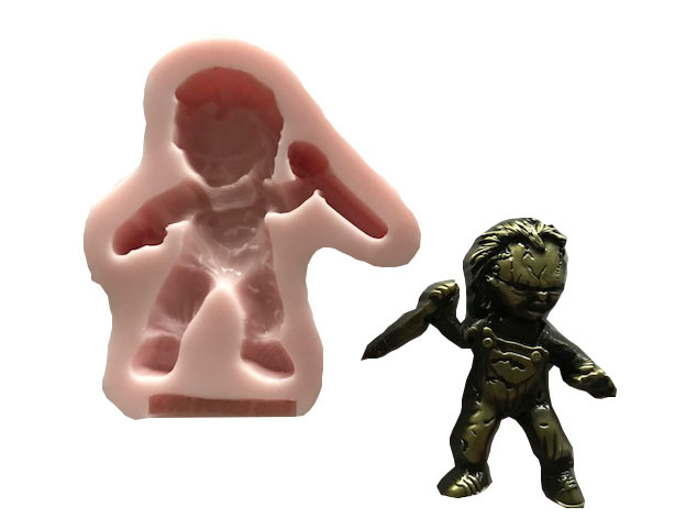 CHUCKY WITH KNIFE, HALLOWEEN, silicone mold fondant cake decorating cakes FDA