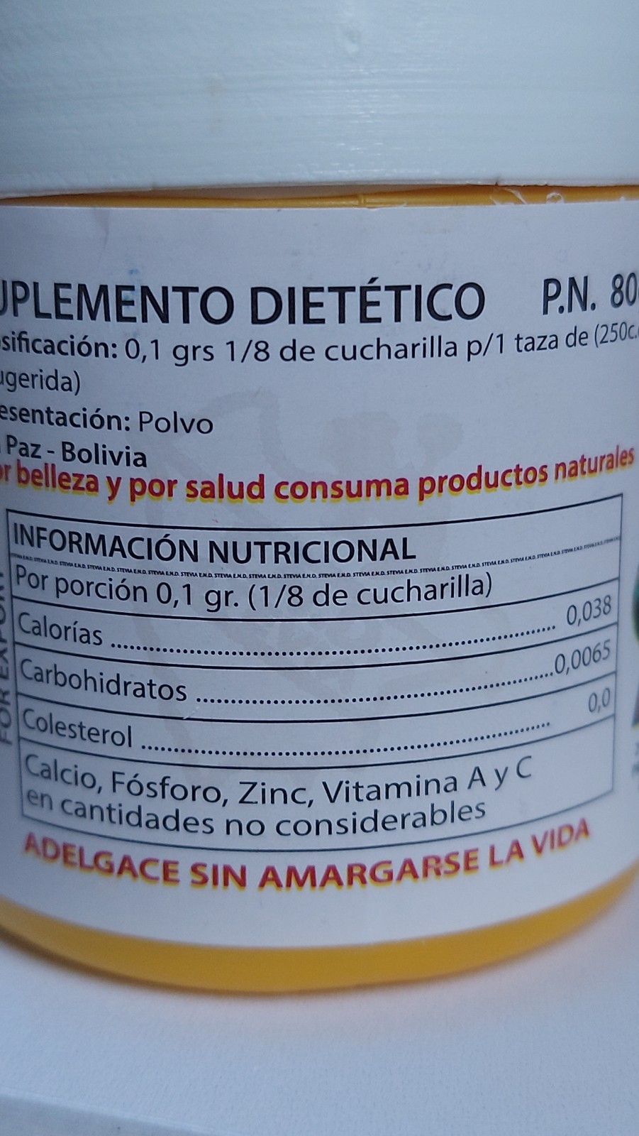 Stevia From Bolivia ECOLOGICA- NATU-DIET Powder 80g Natural Sweetener Original