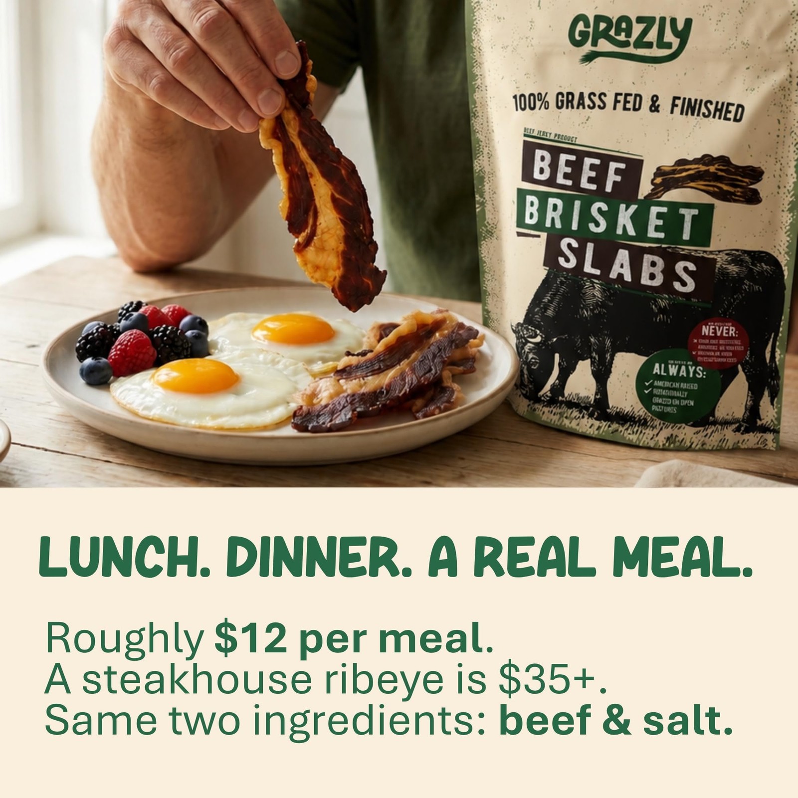 Beef Brisket Slab Steakhouse Quality, 5 oz Bag
