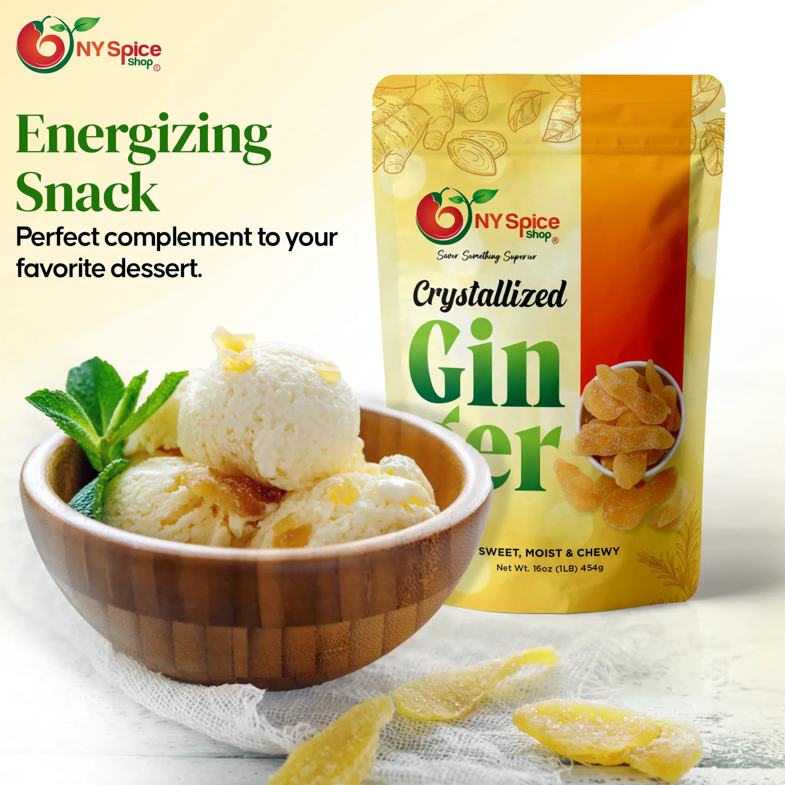 Crystallized Ginger Dehydrated Kosher Candied Sugar Slices Dried