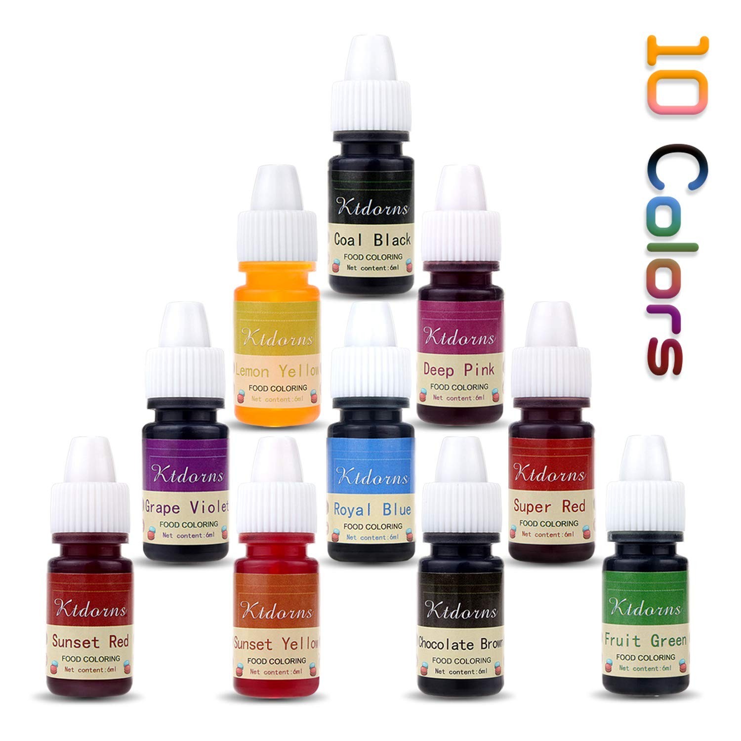 Food Coloring Liquid Kit 10 Colors for Baking Decorating Cake Fondant Slime