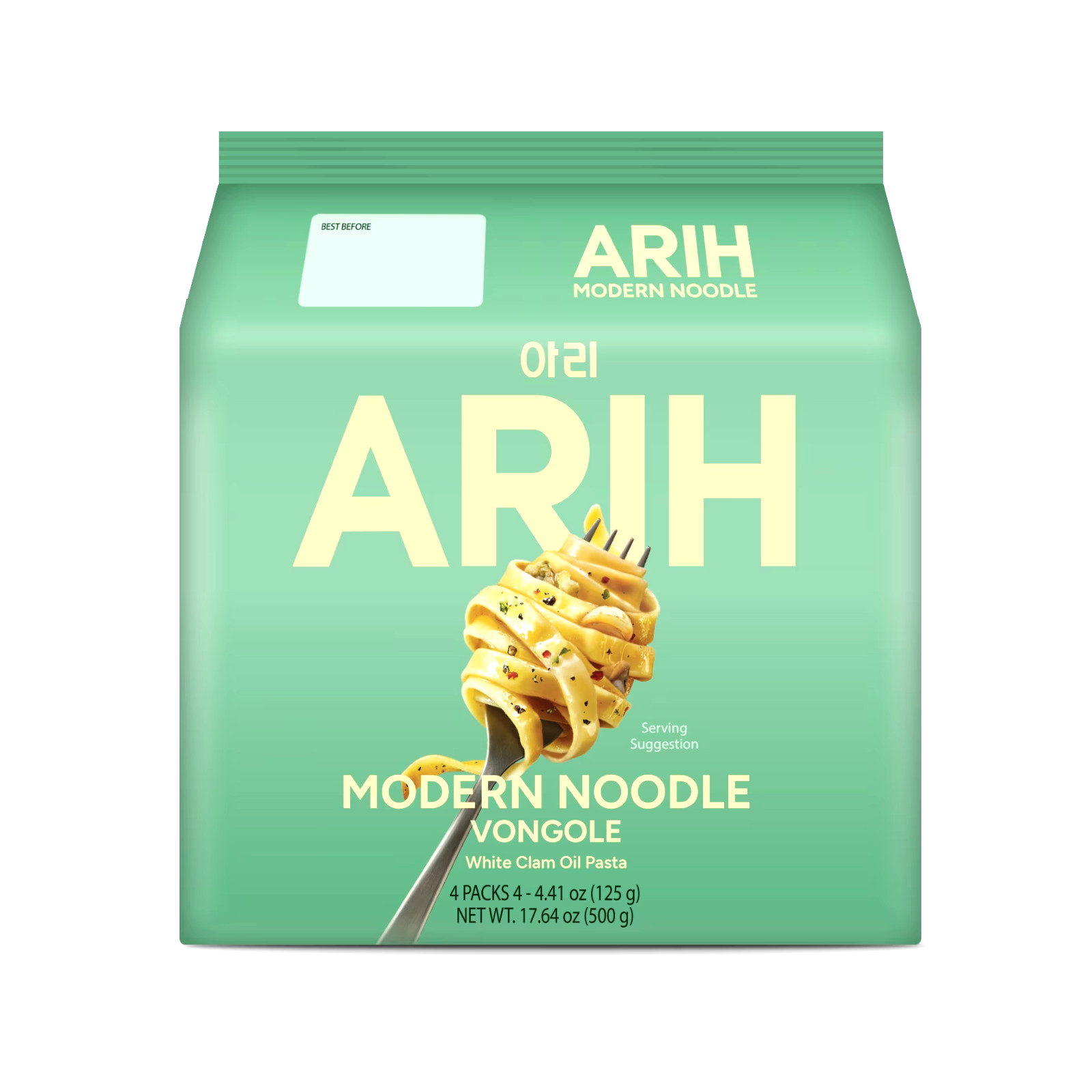 ARIH Modern Noodles, Western-Korean Fusion Soup-Less Noodles, Vongole, 4 Pack-