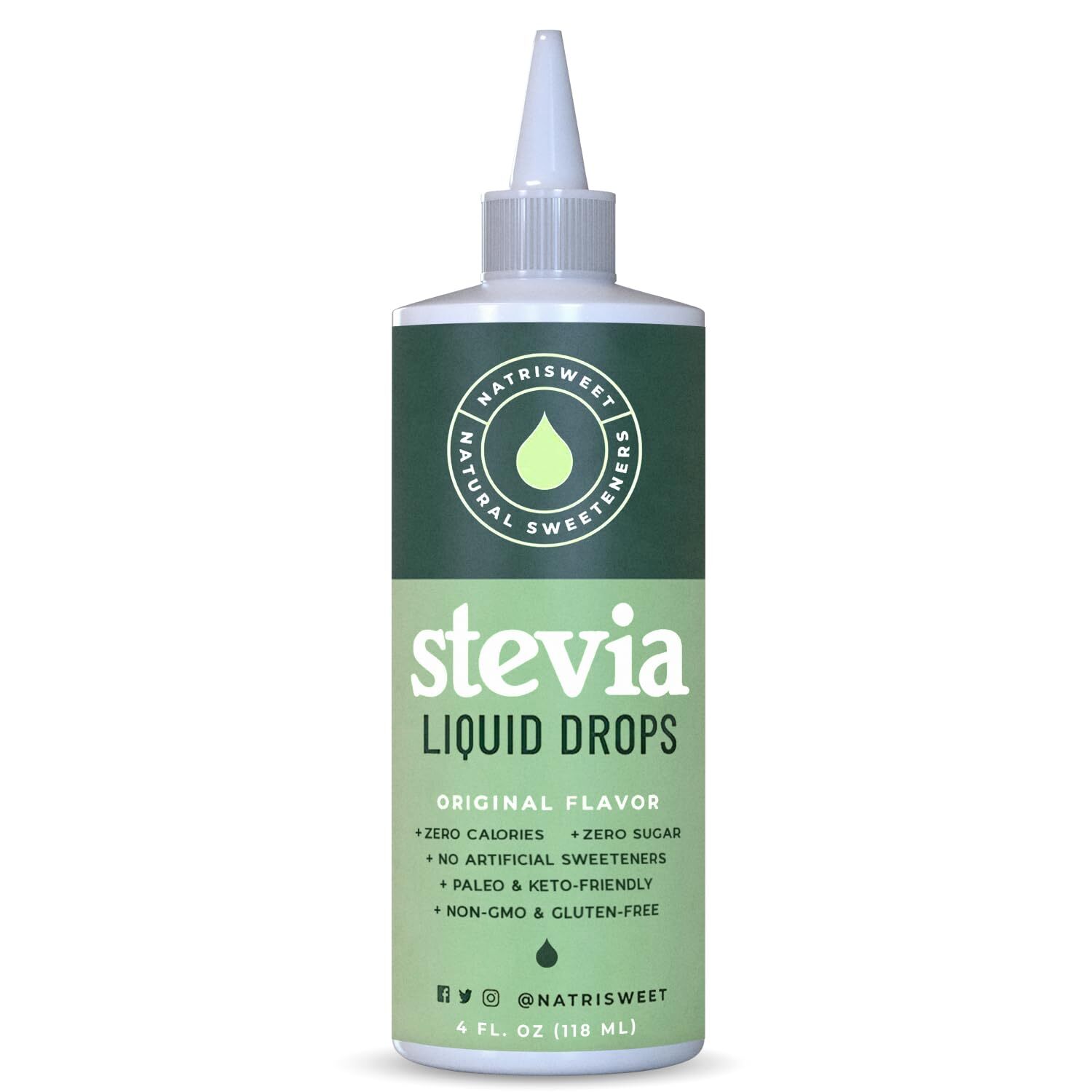 NastriSweet Liquid Stevia Drops 4 fl oz Keto Sugar Substitute 0 Calorie 800 Uses