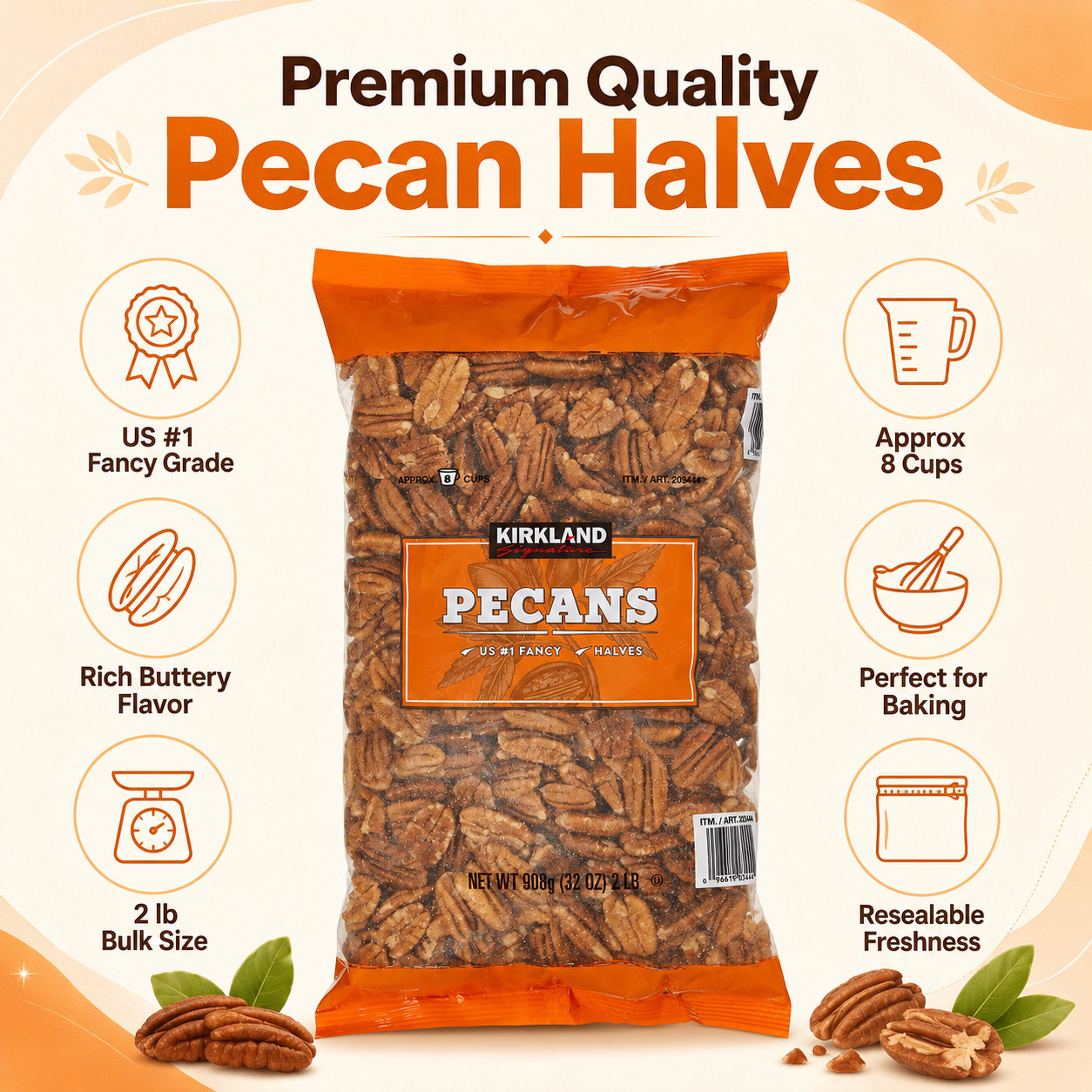 Kirkland Signature Pecan Halves, 2 lbs