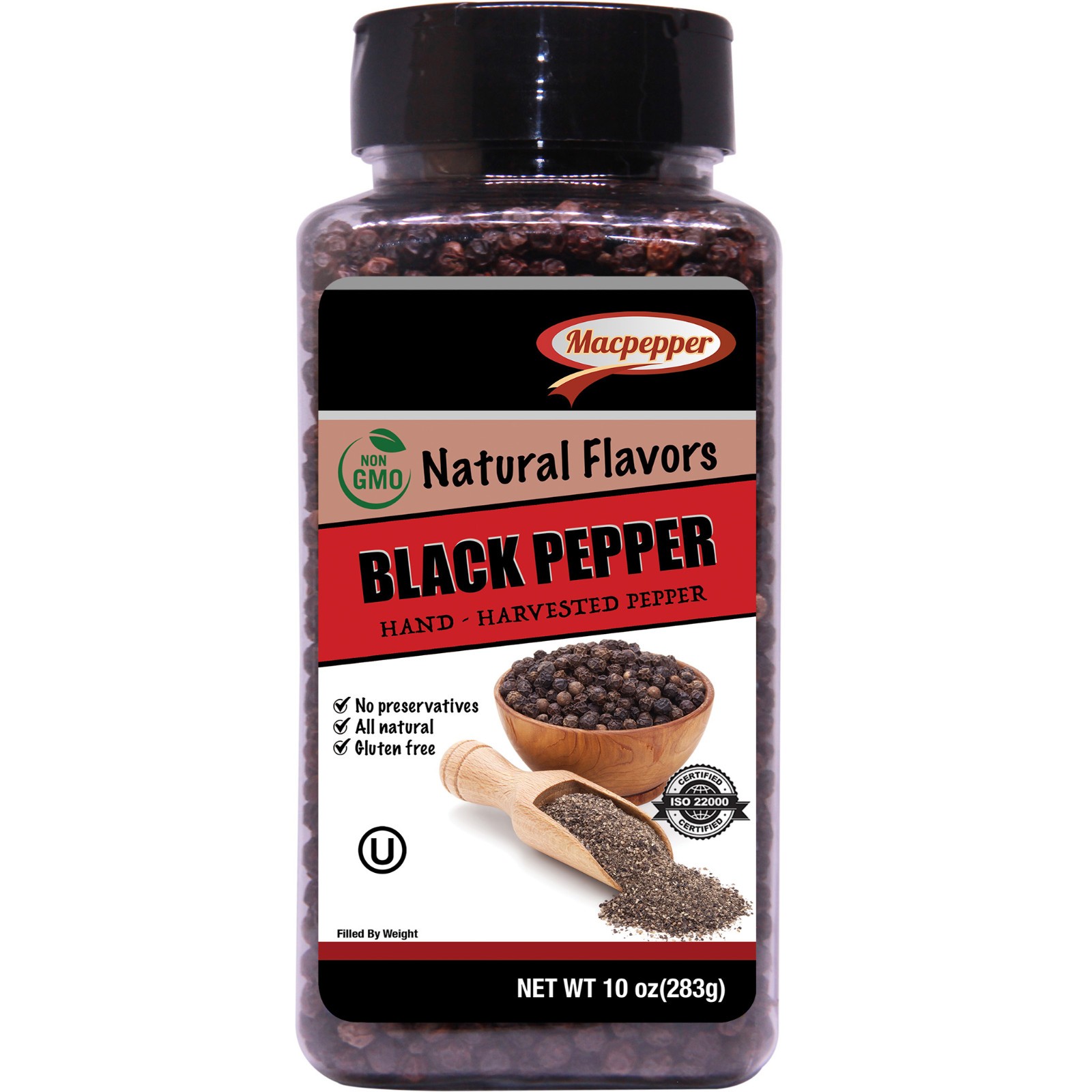 MACPEPPER Vietnamese Specialty Premium Whole Black Peppercorns,10 Oz(283g)