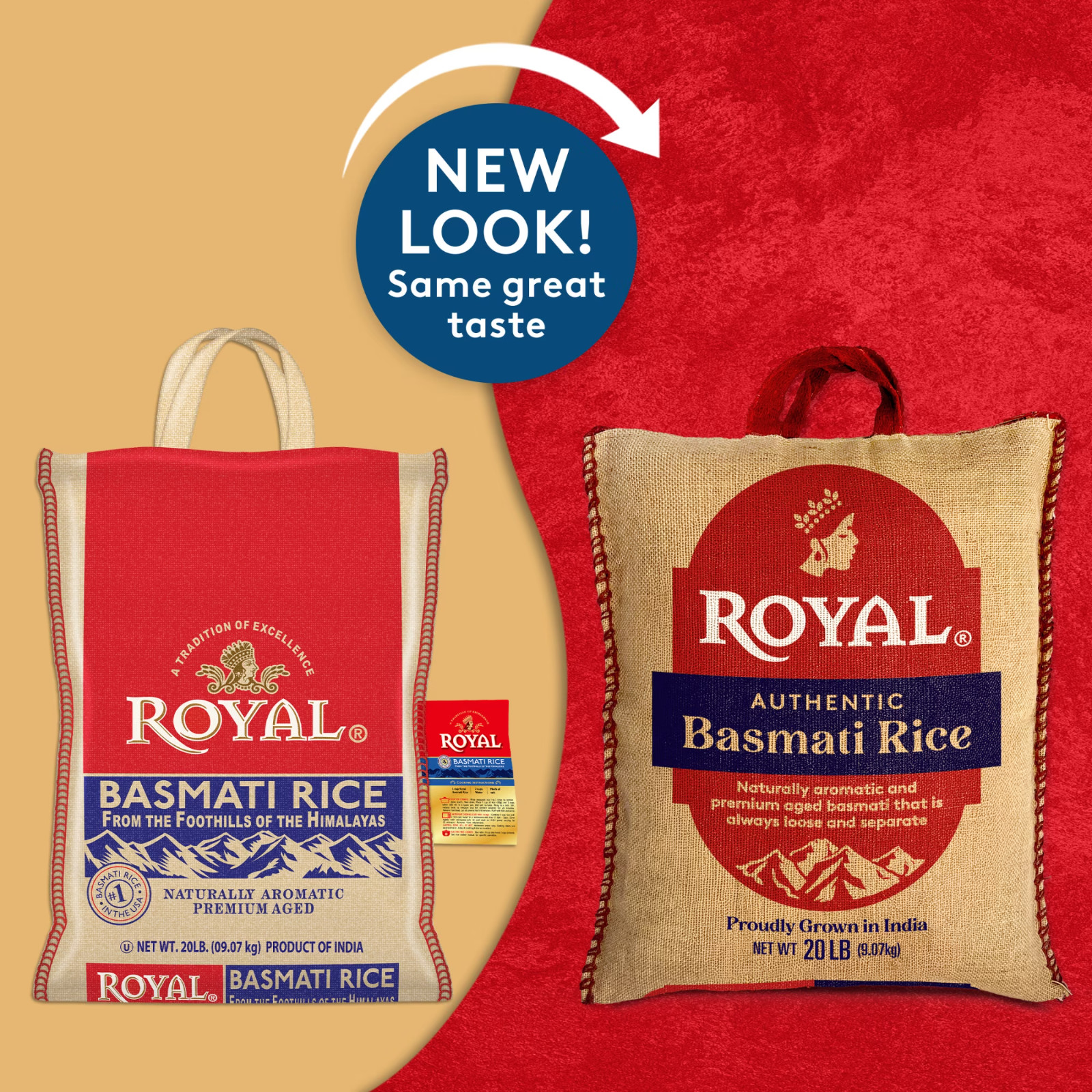 2 pack Authentic Royal Naturally Aged Indian White Basmati Rice, Long-Grain 20lb