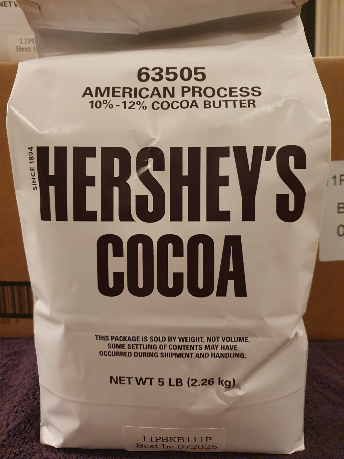 Hershey’s 100% Cocoa Powder American Process 5lb Bag Bulk Baking Best By 07/2026