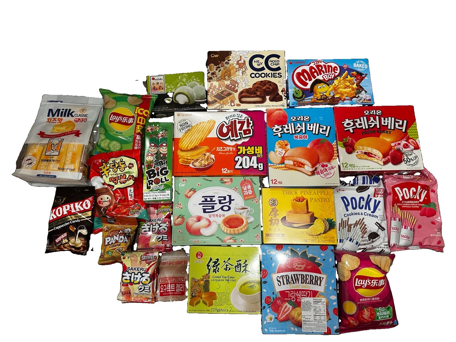 Japanese Korean Snack Box Mystery Candy – 15 Pieces + 1 Bonus Drink Or Ramen