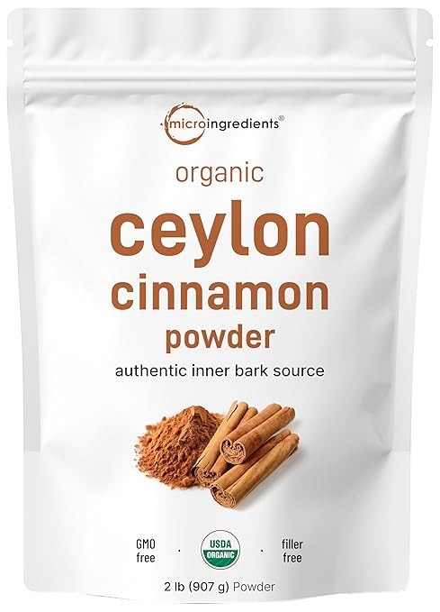 Micro Ingredients Organic Ceylon Cinnamon Powder, 2 lb Sri Lanka Source | True C