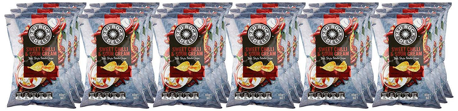 Red Rock Deli Sweet Chilli and Sour Cream Potato Chips, 18 x 45 Grams