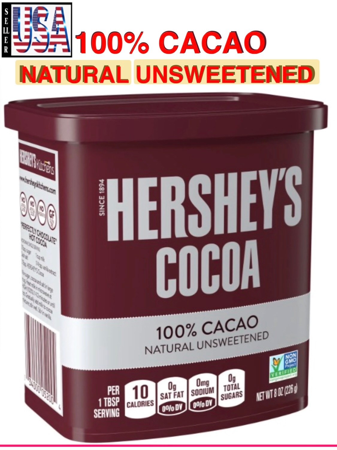 Hershey’s Natural Unsweetened Cocoa Powder, 8 OZ, 226 grams, 100% CACAO 🇺🇸
