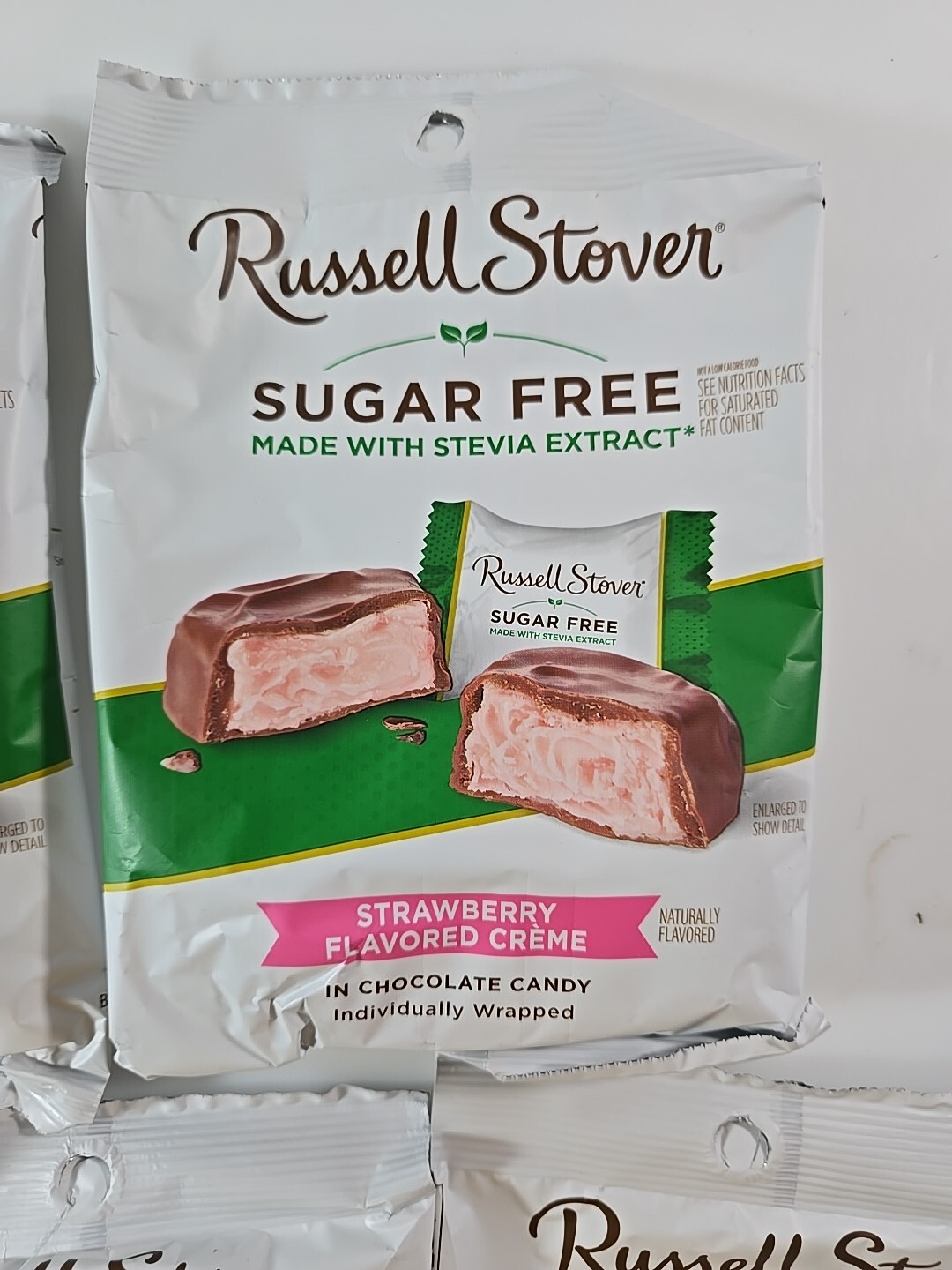 5 PACK RUSSELL STOVER «SUGAR FREE» STRAWBERRY CREAM CANDY..ALWAYS FRESH!