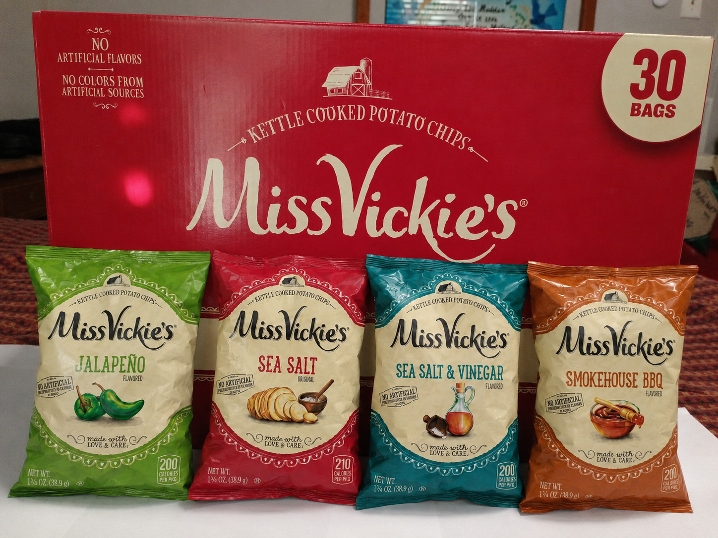 Miss Vickie’s Variety Pack 30 Count Kettle Chips Jalapeno BBQ Sea Salt BB 10/6/2