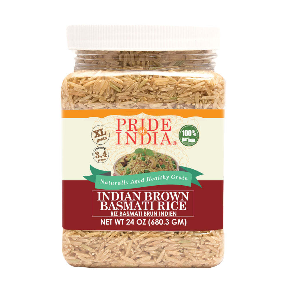 Extra Long Indian Brown Basmati Rice – Naturally Aged Healthy Grain Jar