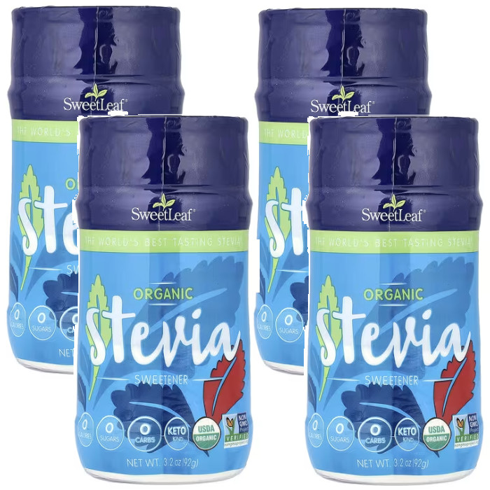 SweetLeaf Stevia Sweetener Powder Organic 3.2 oz / 92 g Each (Pack of 4)