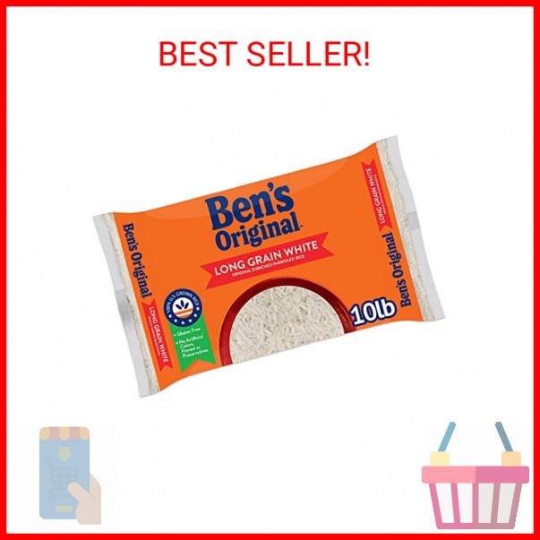 BEN’S ORIGINAL Enriched Long Grain White Rice, Parboiled Rice, 10 lb Bag
