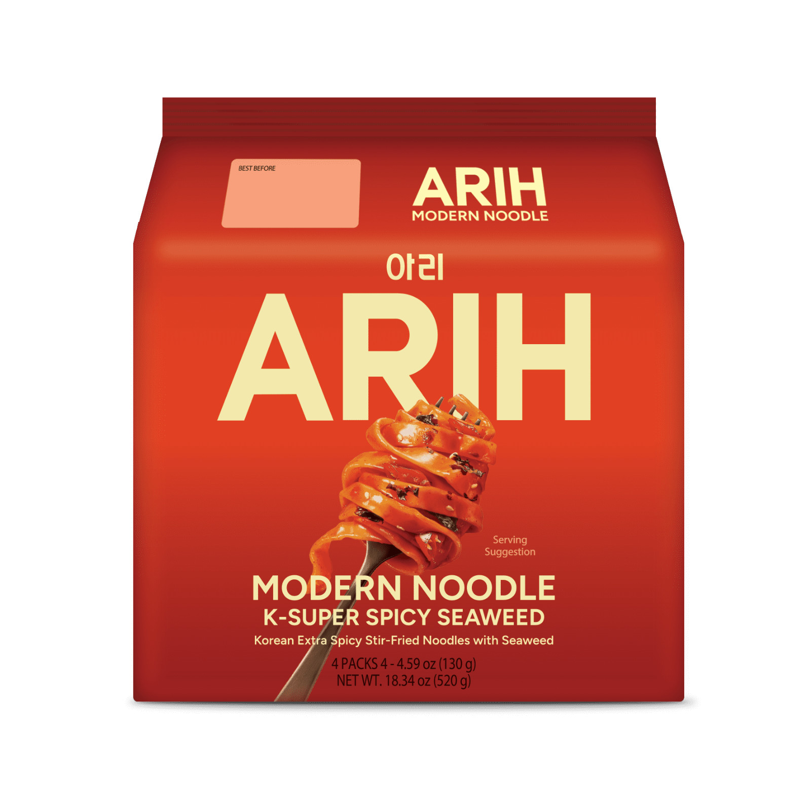 ARIH Modern Noodles,Western Korean Fusion Soup Less Noodles,4 Pk.