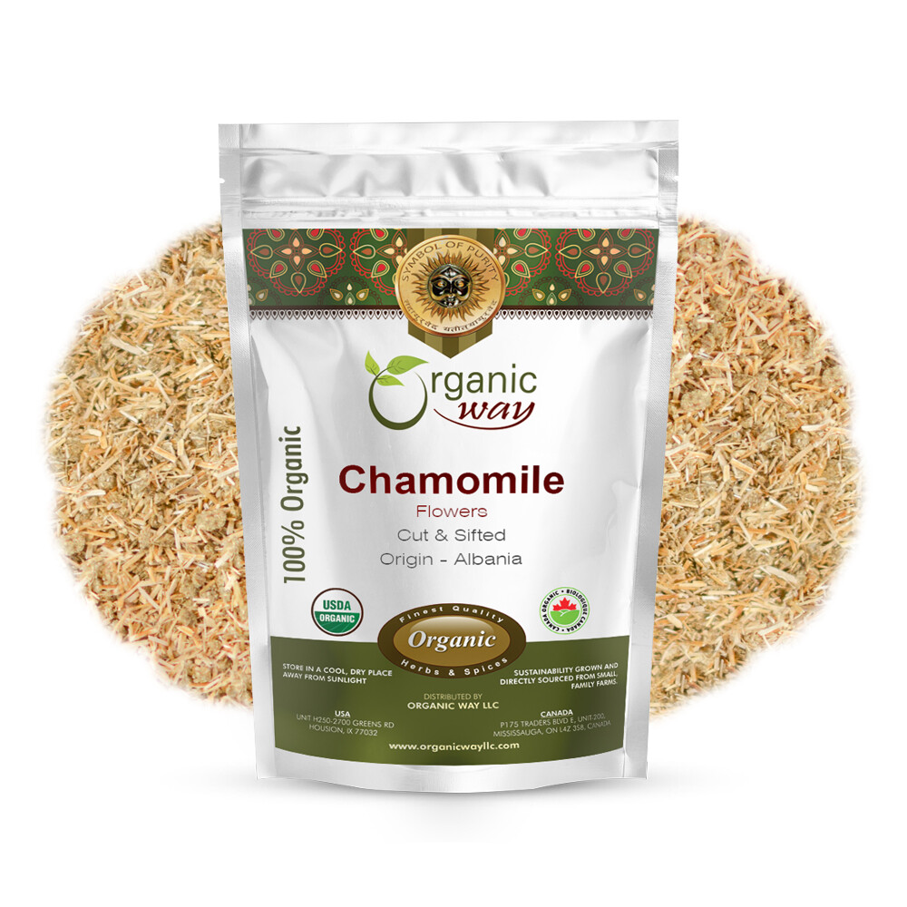 Organic Way Chamomile Flowers Cut & Sifted – Organic, Kosher & USDA Certified