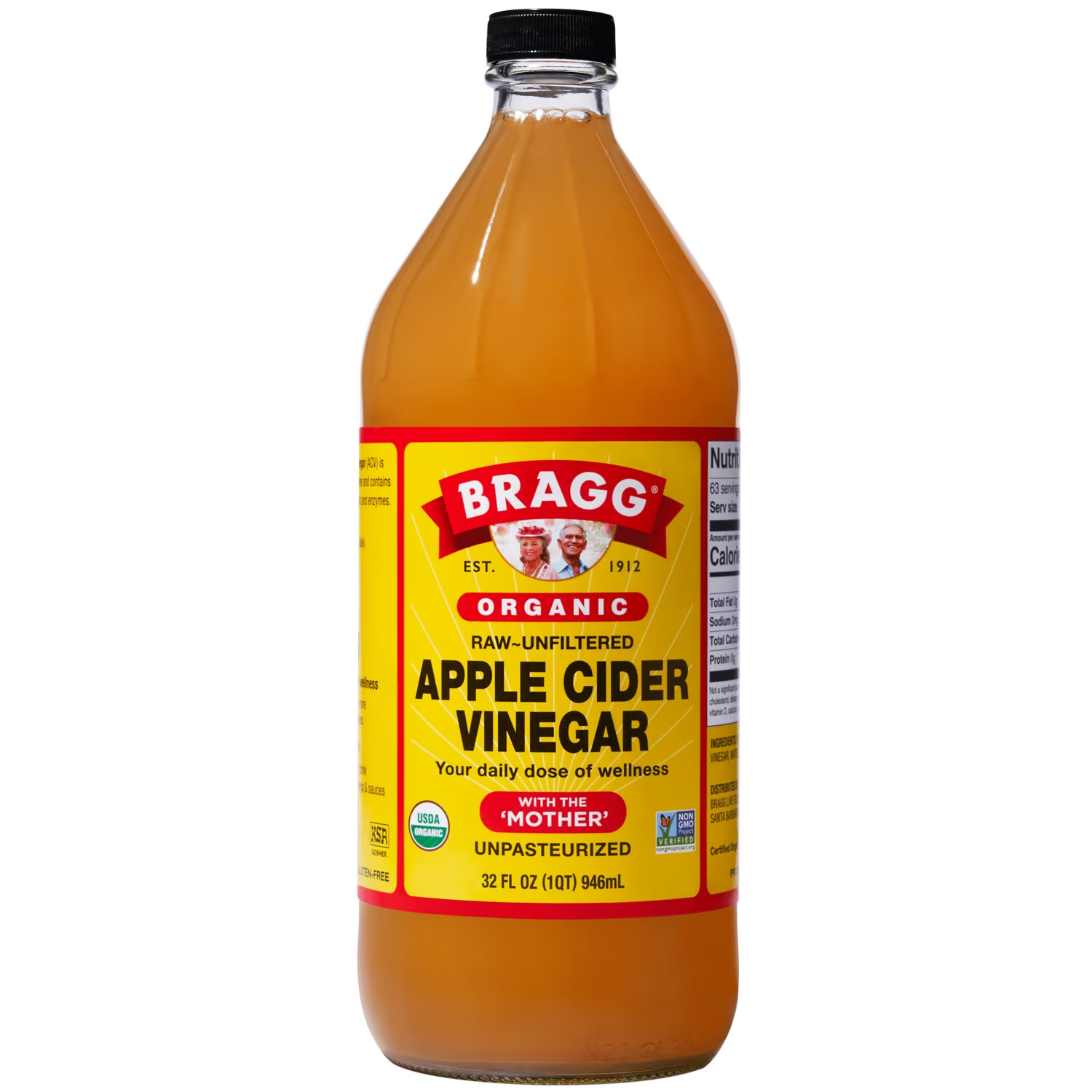 Bragg Organic Apple Cider Vinegar with the Mother, Raw and Unfiltered, 32 fl oz.