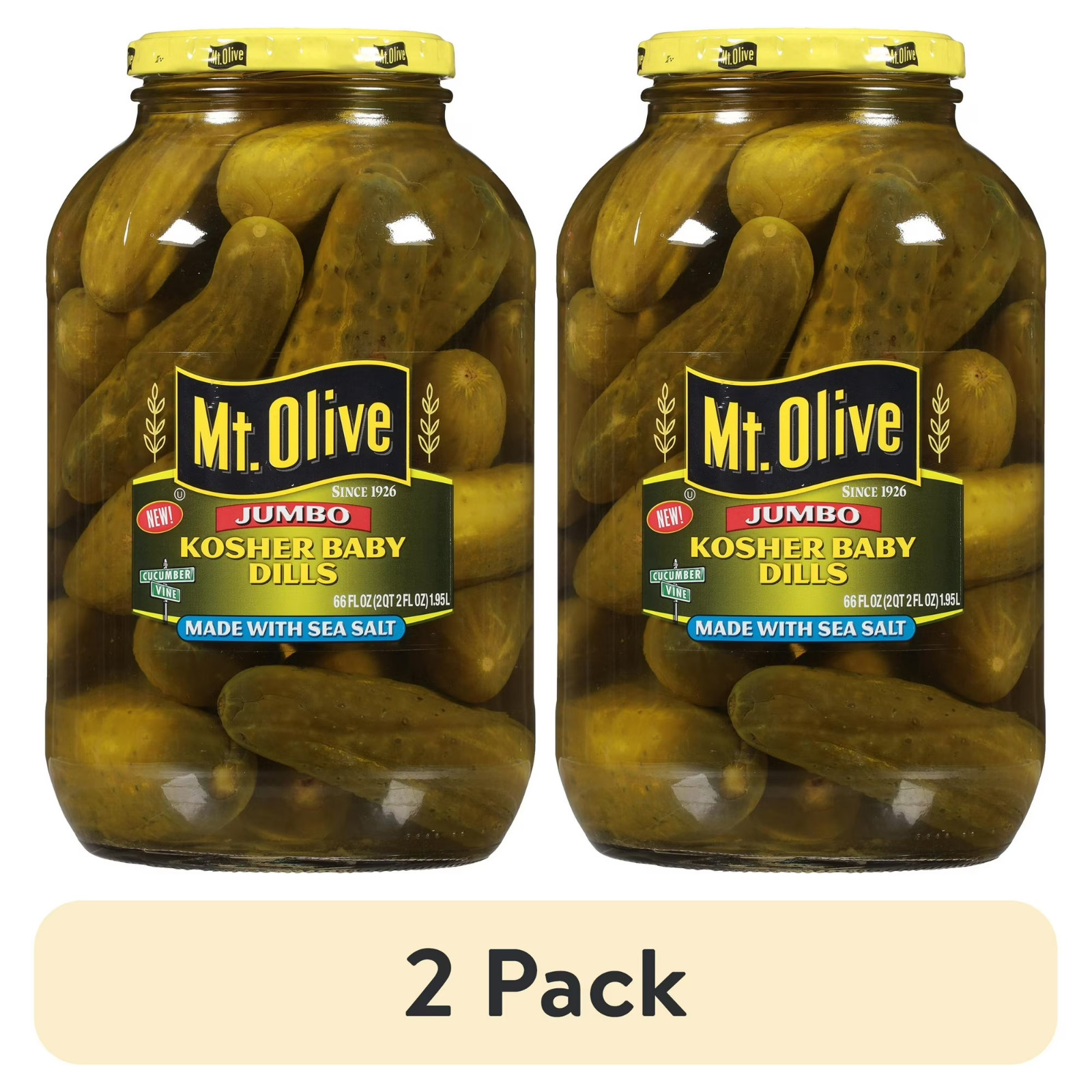 (2 pack) Mt. Olive Kosher Baby Dill Jumbo Pickles – 66 fl oz..