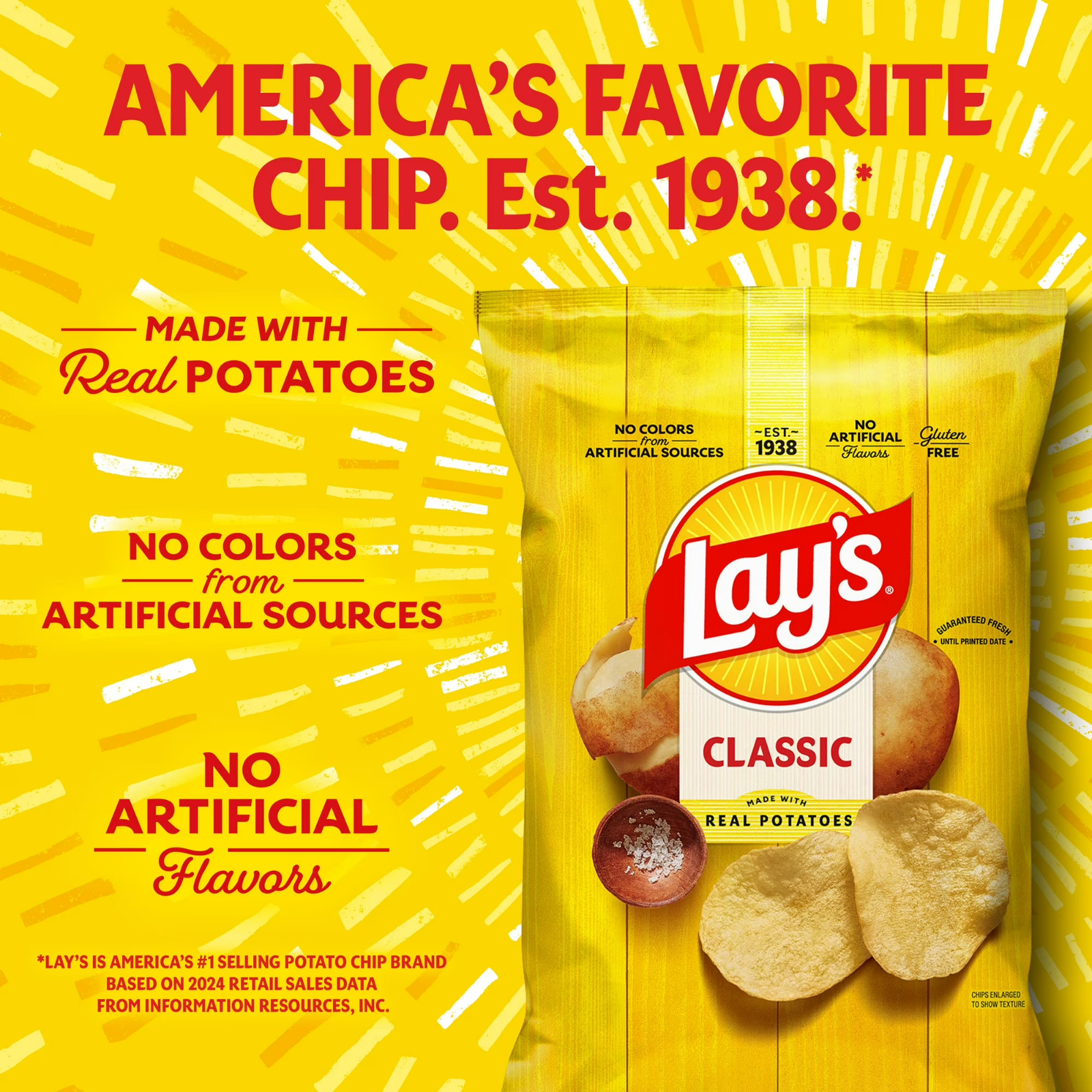 Lay’s Classic Potato Snack Chips, 1 oz Bags, 10 Count Multipack