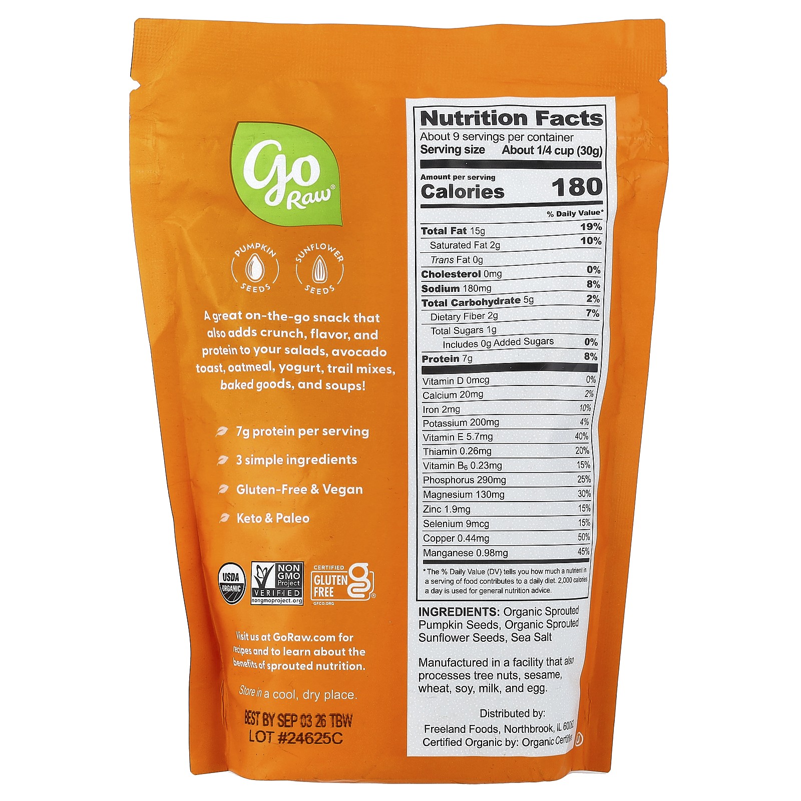Organic Sprouted Pumpkin & Sunflower Seeds, Sea Salt, 10 oz (284 g)