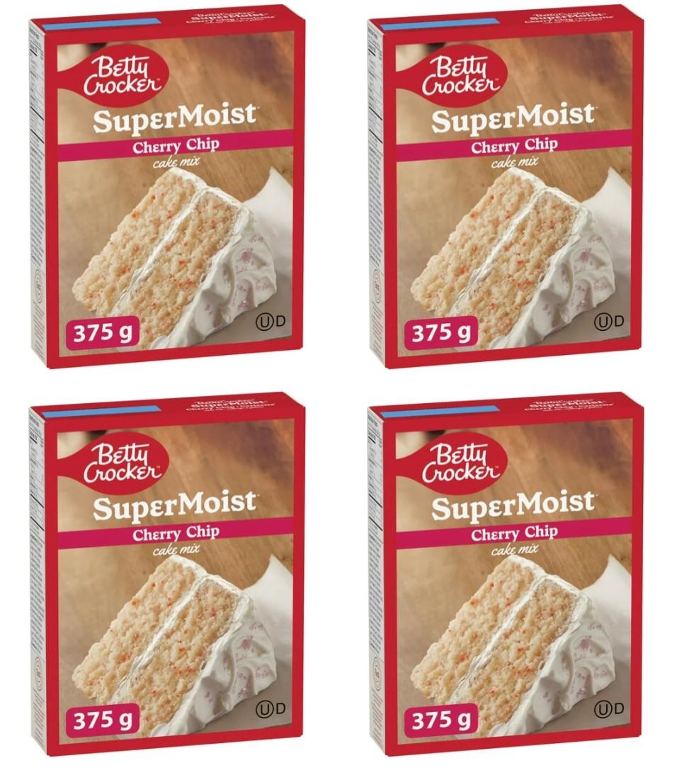 Betty Crocker Super Moist Cherry Chip Cake Mix, 375g (4 Pack)