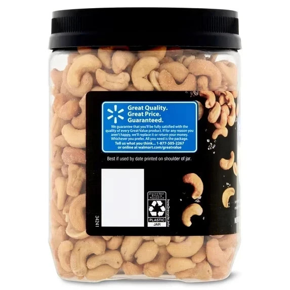 Great Value Deluxe Whole Cashews, 30 oz,