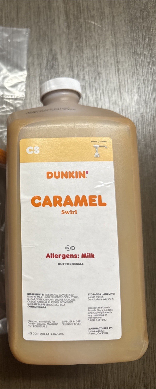 Dunkin’ Donuts Caramel Swirl Syrup 64 oz New Sealed