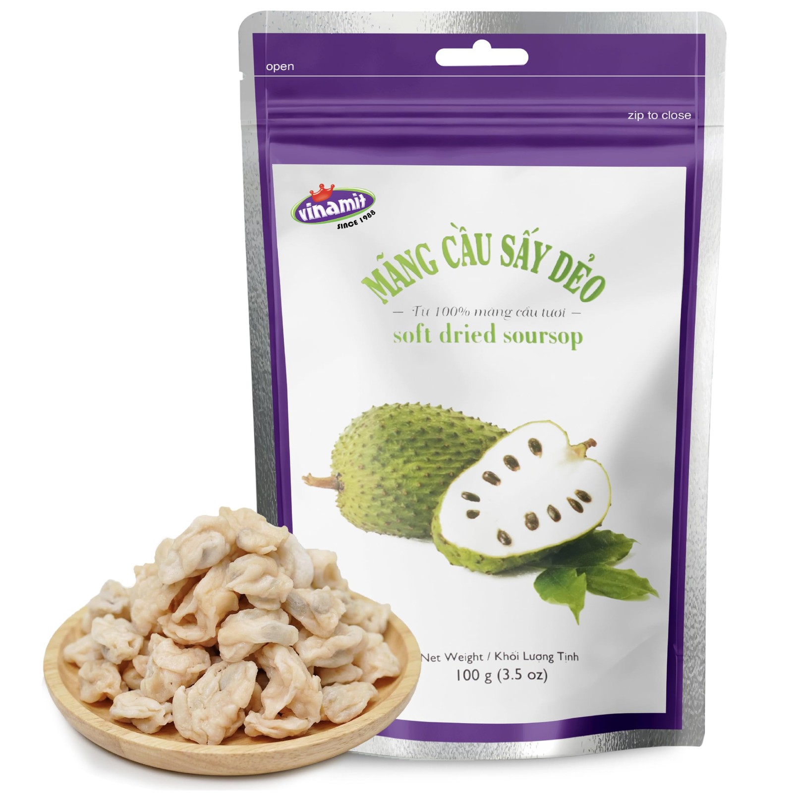 Soft Dried Soursop Fruit 3.5 oz Natural Tropical Fruit Snack Vegan, GlutenFree