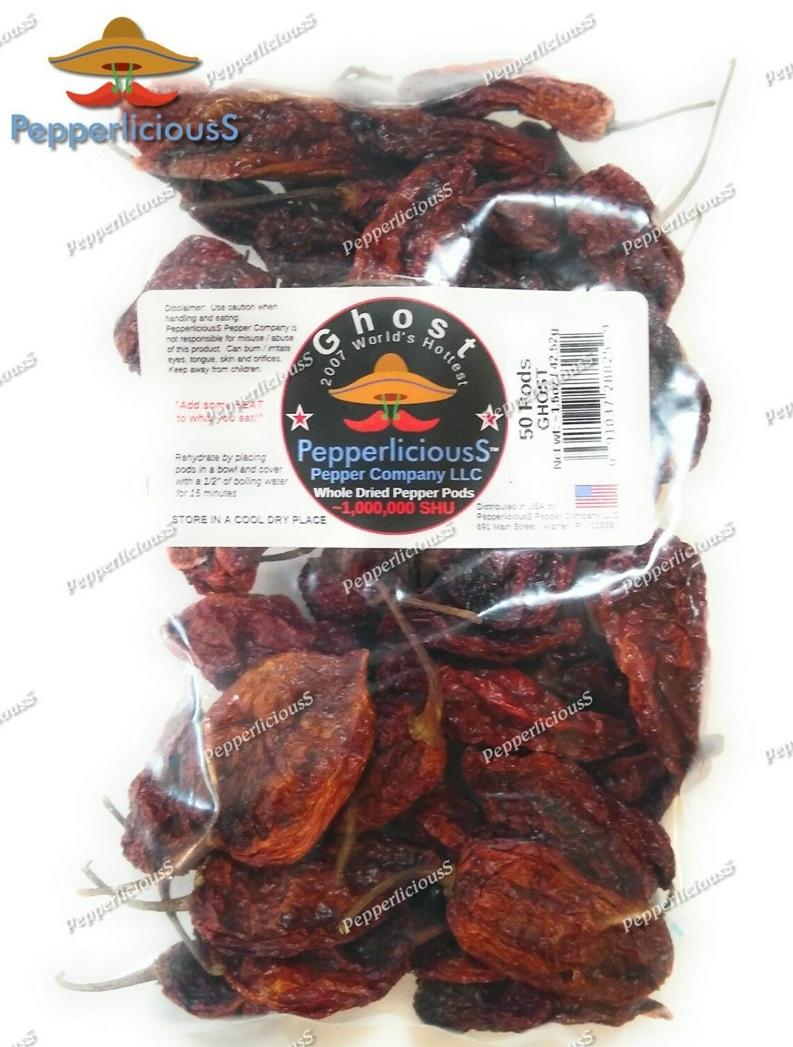 50 PODS GHOST – 2007 Guinness Worlds Hottest – Whole Dried Chile Pepper Pods