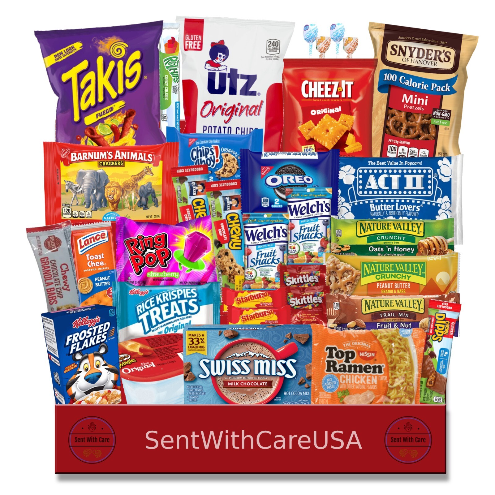 Snack Basket & Snack Box – American Snacks Candy Box – College Snack Box Gift