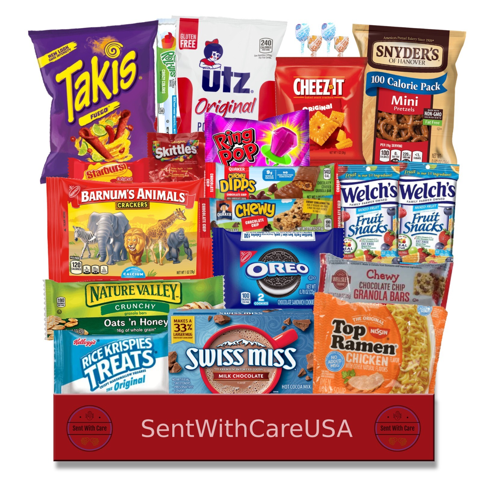 Snack Basket & Snack Box – American Snacks Candy Box – College Snack Box Gift