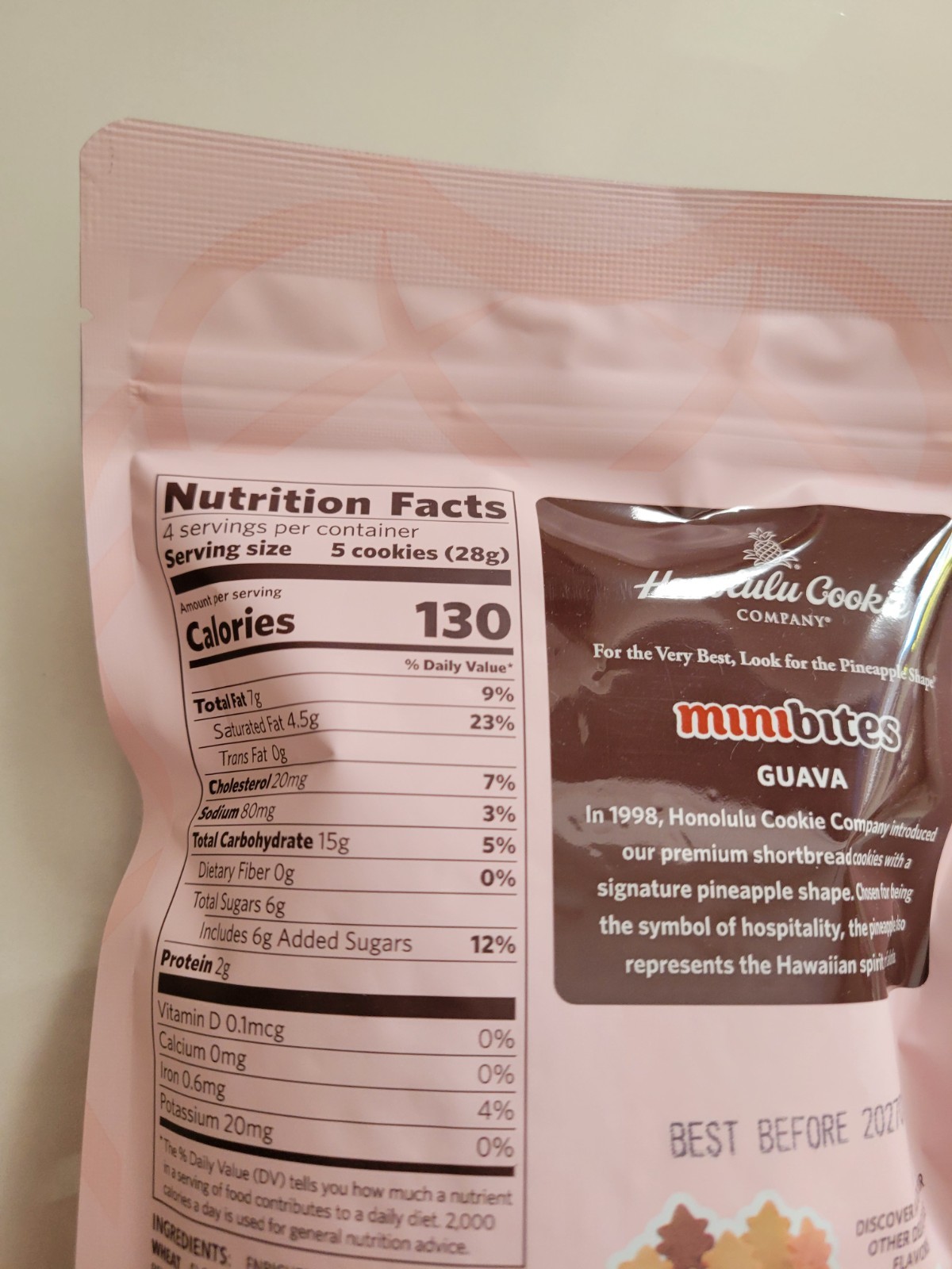 Honolulu Cookie Company Guava Minibites Premium Shortbread Cookies 4oz/113g Bag