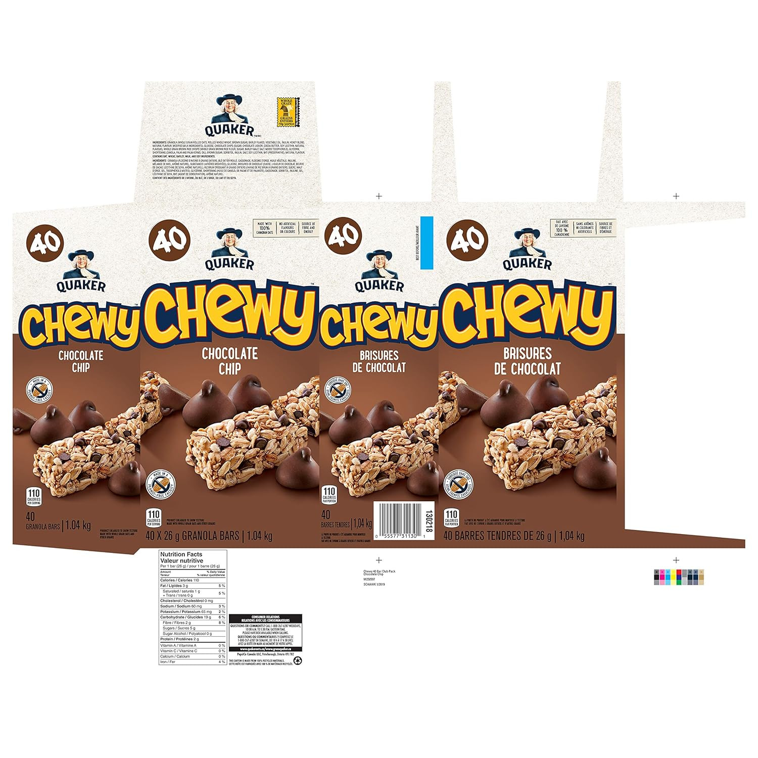 Chewy Chocolate Chip Granola Bars Peanut Free 40-Count