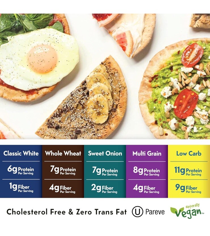 Mediterranean whole wheat Pita Bread. 3 packages. Kosher.