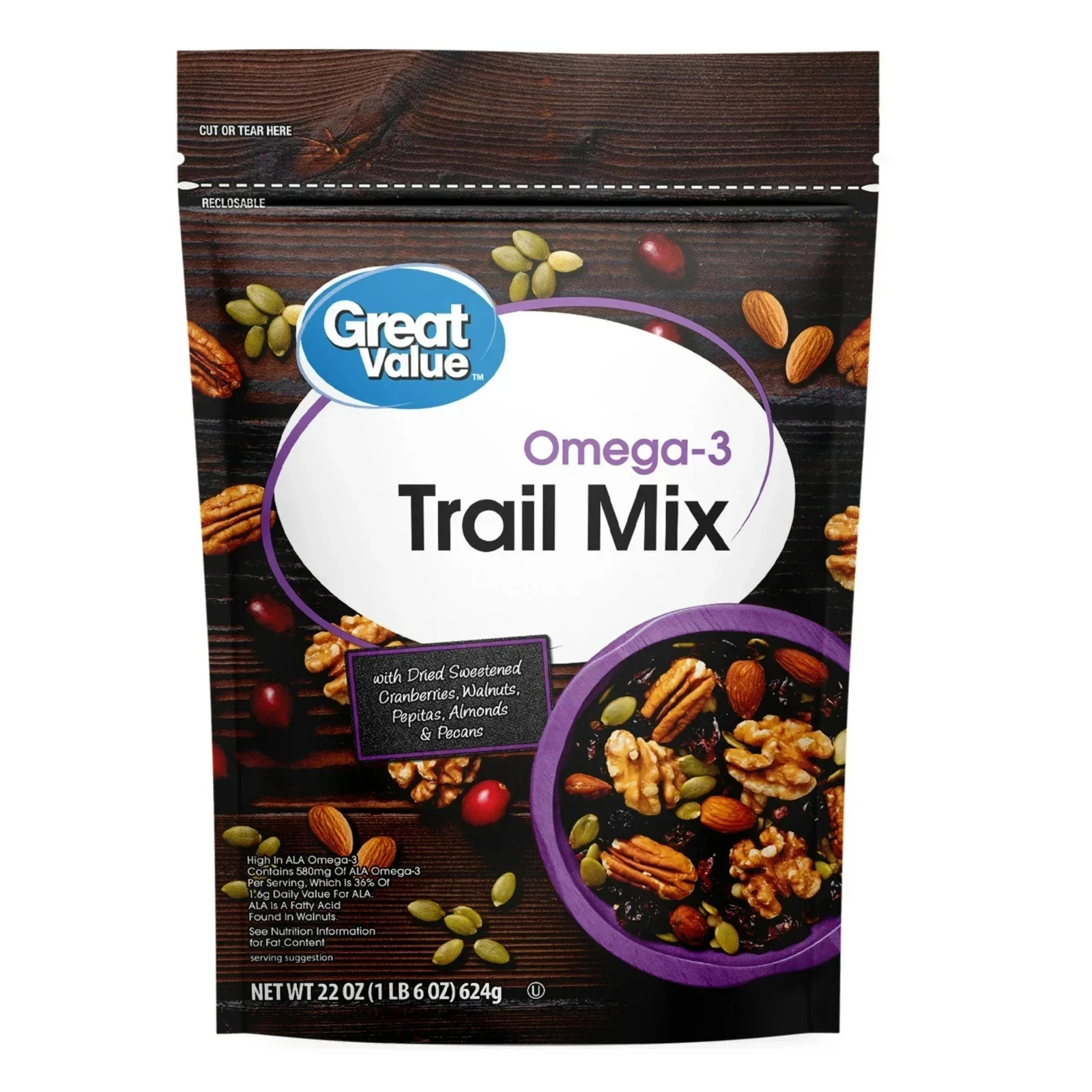Great Value Omega-3 Trail Mix, 22 oz ( FREE SHIPPING )