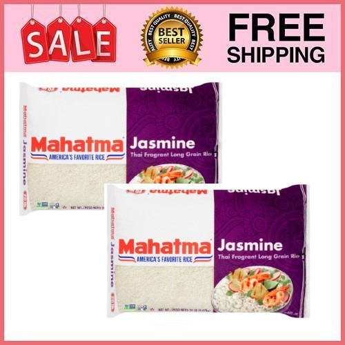 2 Bag Mahatma Jasmine White Rice, Thai Fragrant Long Grain Rice, 20 lb Bag