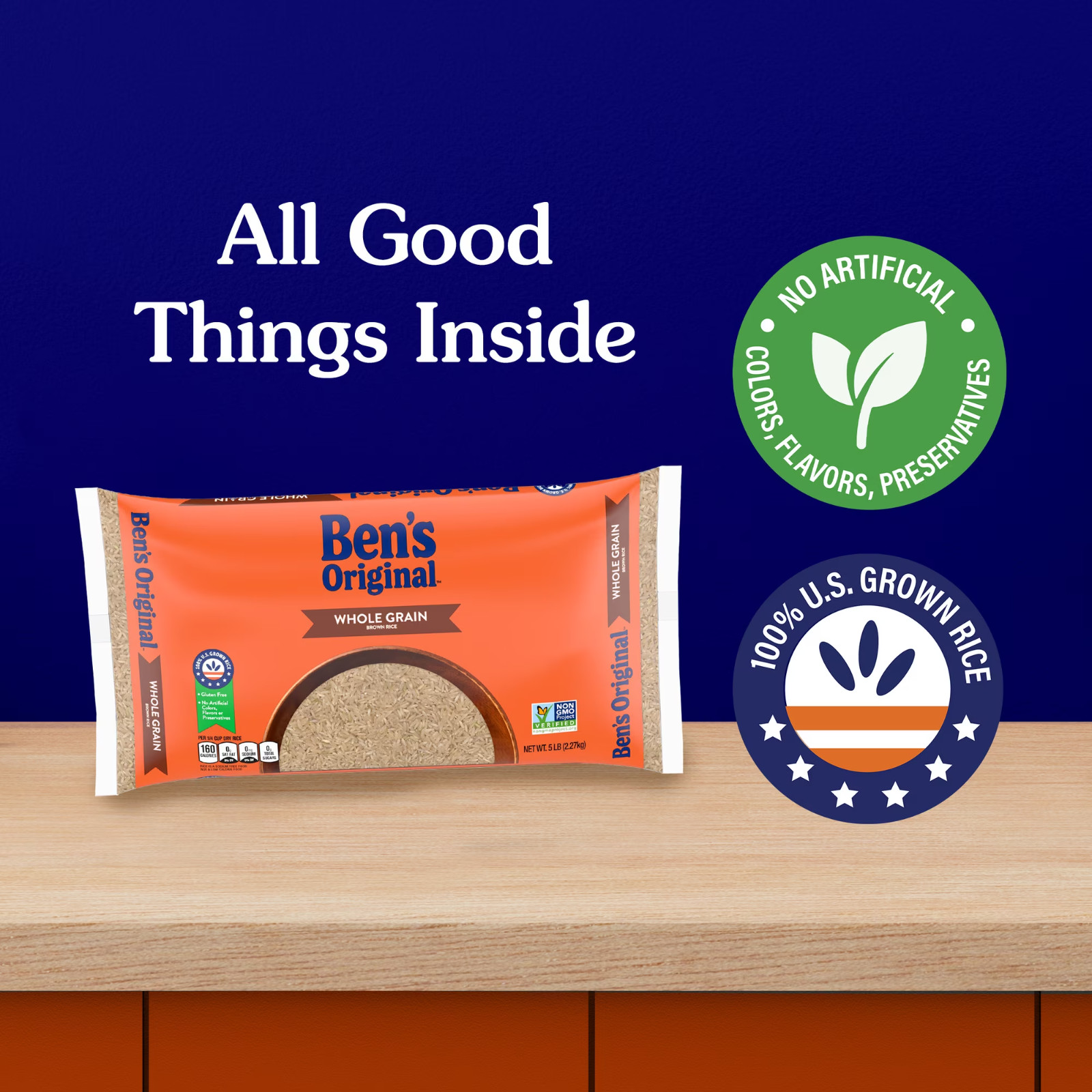 BEN’S ORIGINAL Whole Grain Brown Rice, 5 lb Bag