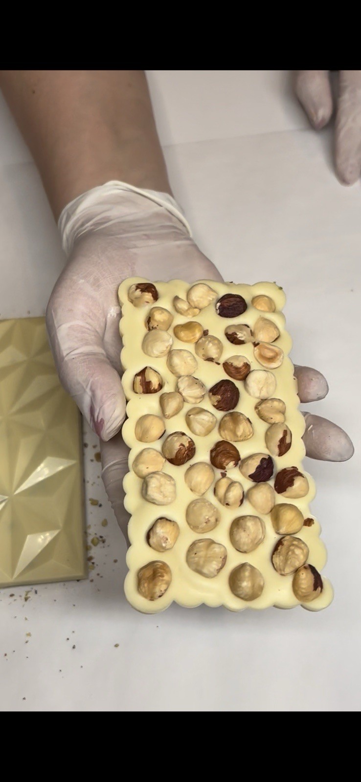 White Chocolate Bar handmade full of Hazelnut Chocolate Bar