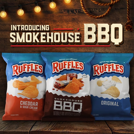 Ruffles Smokehouse BBQ Naturally and Artificially Flavored Potato Chips, 8 oz